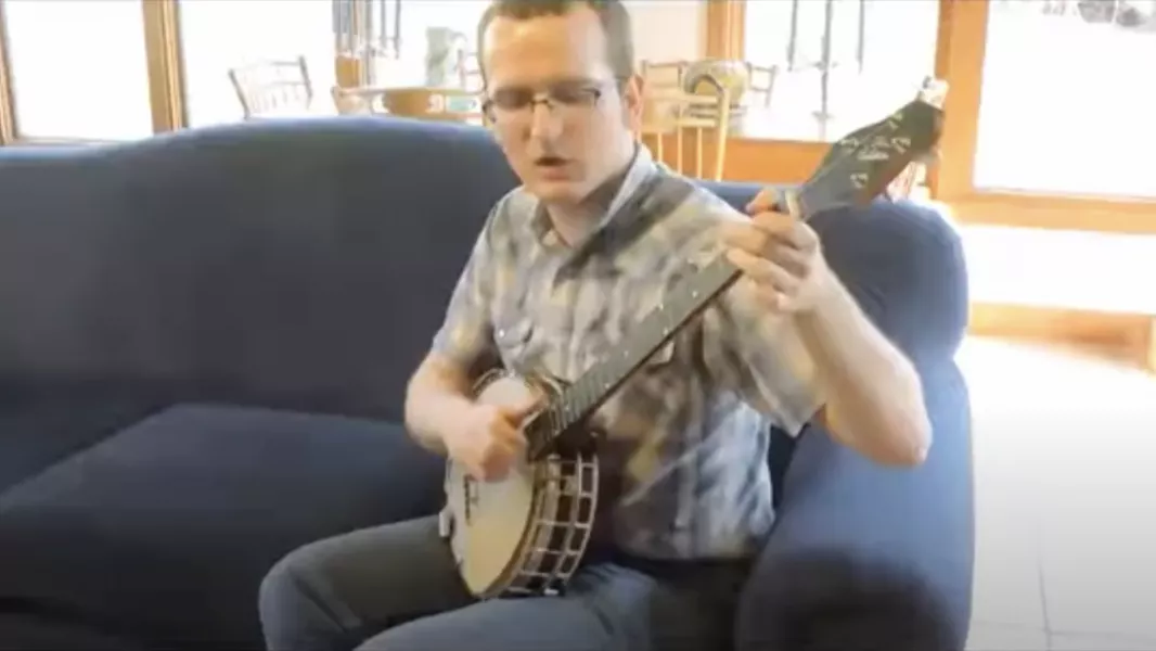 Performing on the banjo