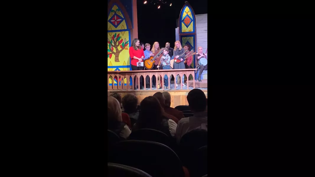 A young musician explains the importance of the TAPS program at the Yadkin Cultural Arts Center's Willingham Theater as part of the Junior Appalachian Musicians (JAM) program's year-end showcase December 2019. Video credit: Lindsey Terrell