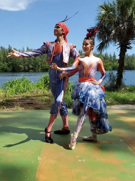DDTM Dancers Claudia Lezcano & Alexey Minkin filming "Nutcracker on the Indian River", outdoors in collaboration with Ballet Vero Beach. Broadcast on PBS South Florida in late Dec 2020.