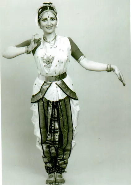 A pose in the piece “Thillana,” a rhythmic dance commonly performed in classical Indian dance