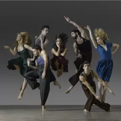 Seven dancers with five jumping